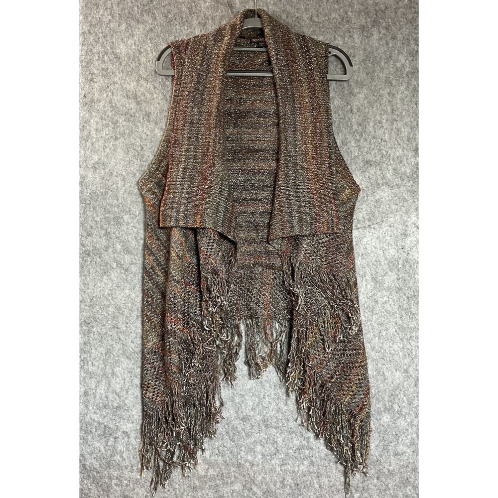 Shyanne Sweater Womens Large Sleeveless Fringe Duster Knit Boho Western Cowgirl